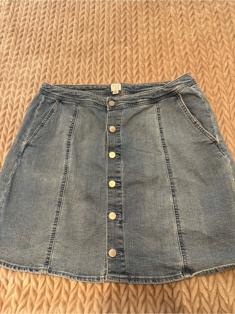 a new day Light Blue Button-Front Denim Mini Skirt